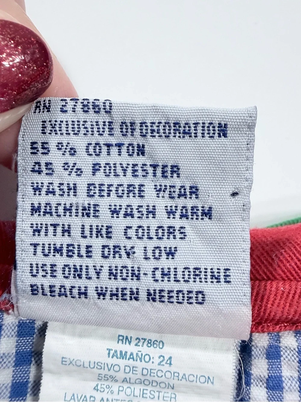 Vintage Samara Watermelon Collar Blue Gingham Dress 24M 90s